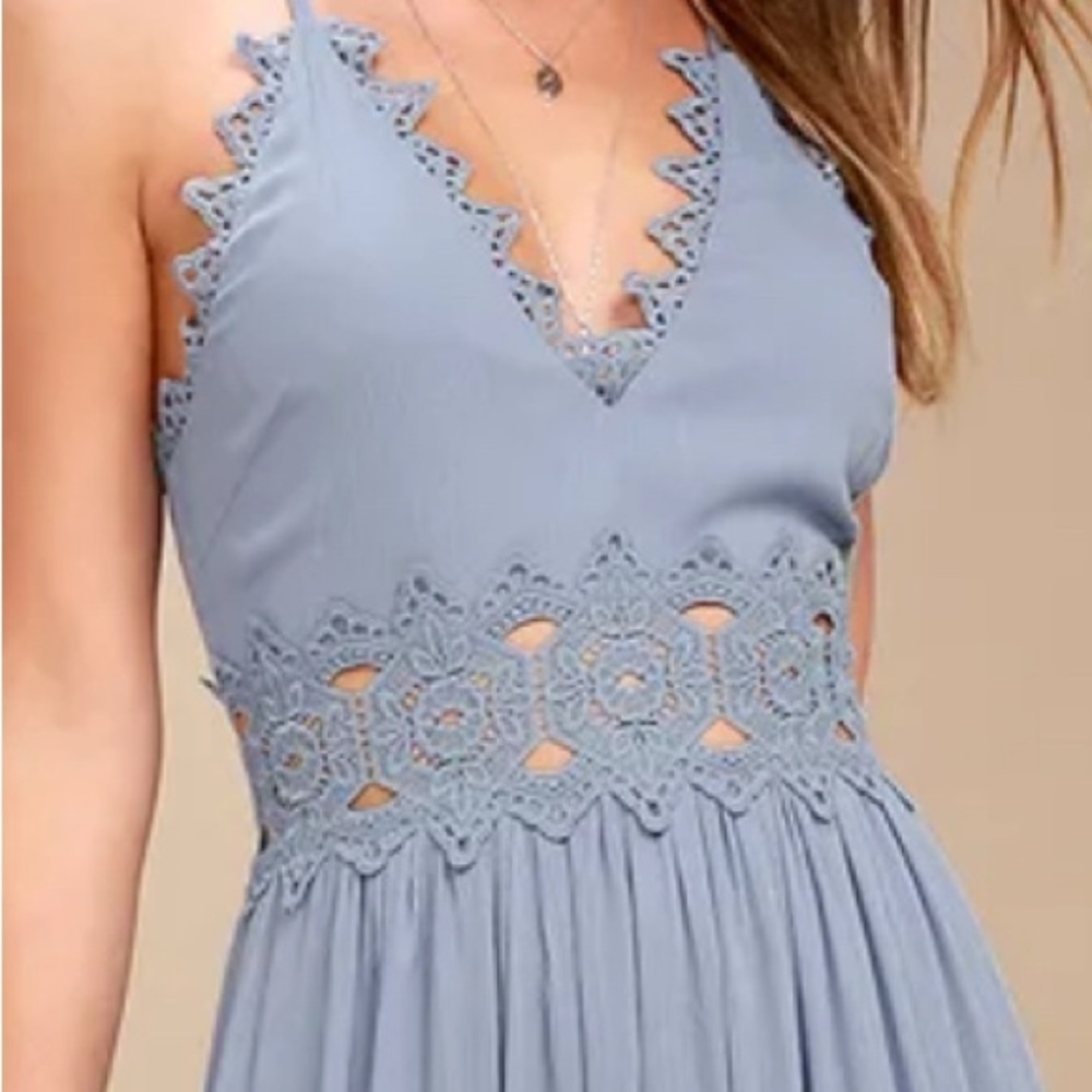 Lulus dusty blue above knee dress